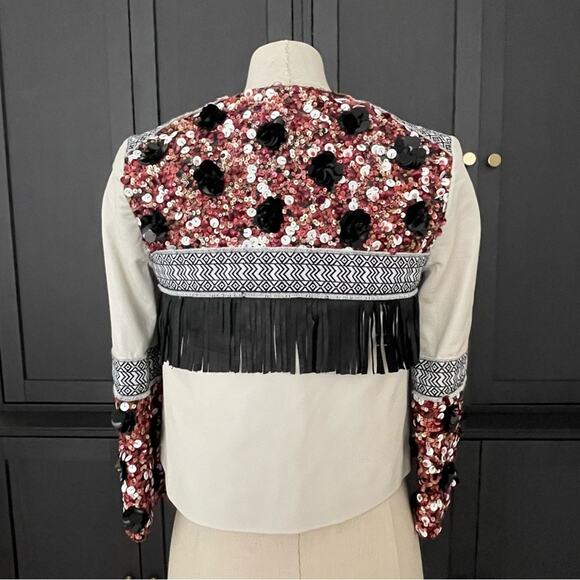 Nomadi Deluxe Artisan Leather Sequin Jacket XS New Boho  Sequins - Picture 4 of 14